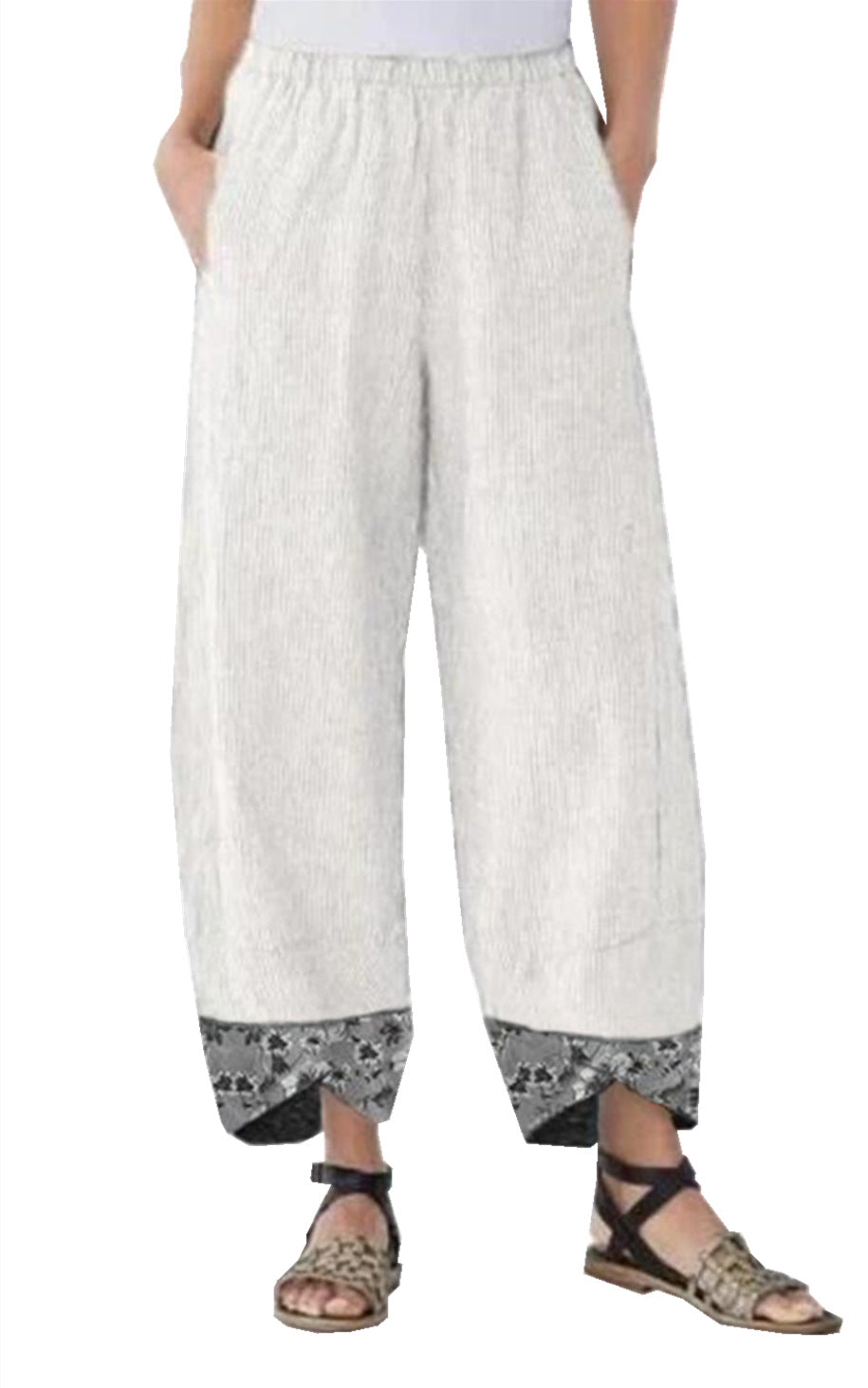 Slouchy Women's Printed Stitching Trousers Pencil Pants