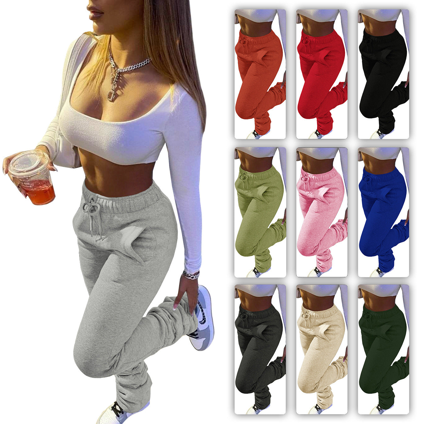 Women's Thickened Fabric Sports Leisure Drawstring Pockets Sweaters