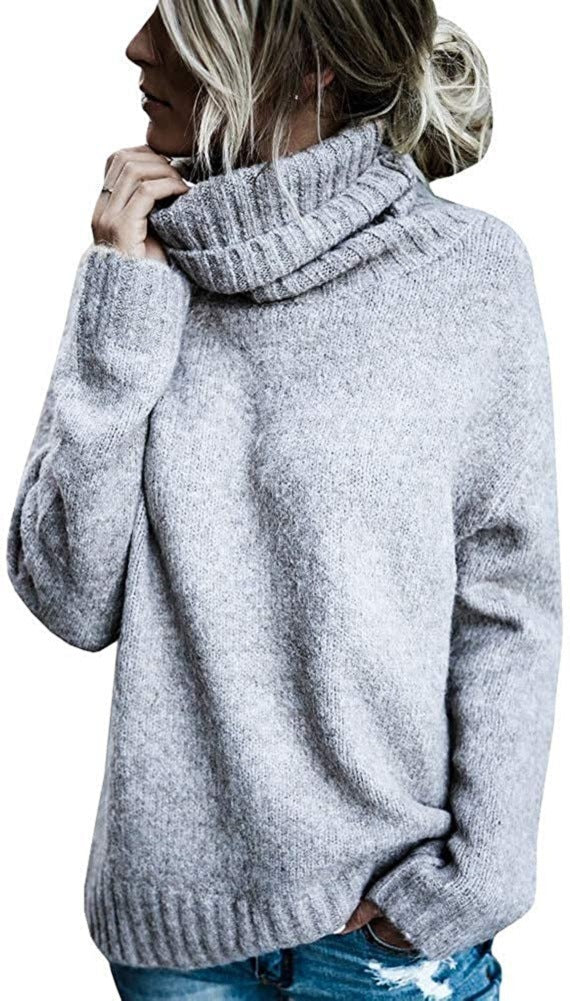 Women's Fashion Turtleneck Long-sleeved Pullover Knitted Sweaters