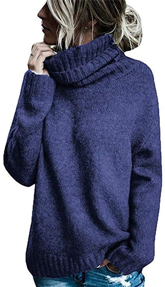 Women's Fashion Turtleneck Long-sleeved Pullover Knitted Sweaters