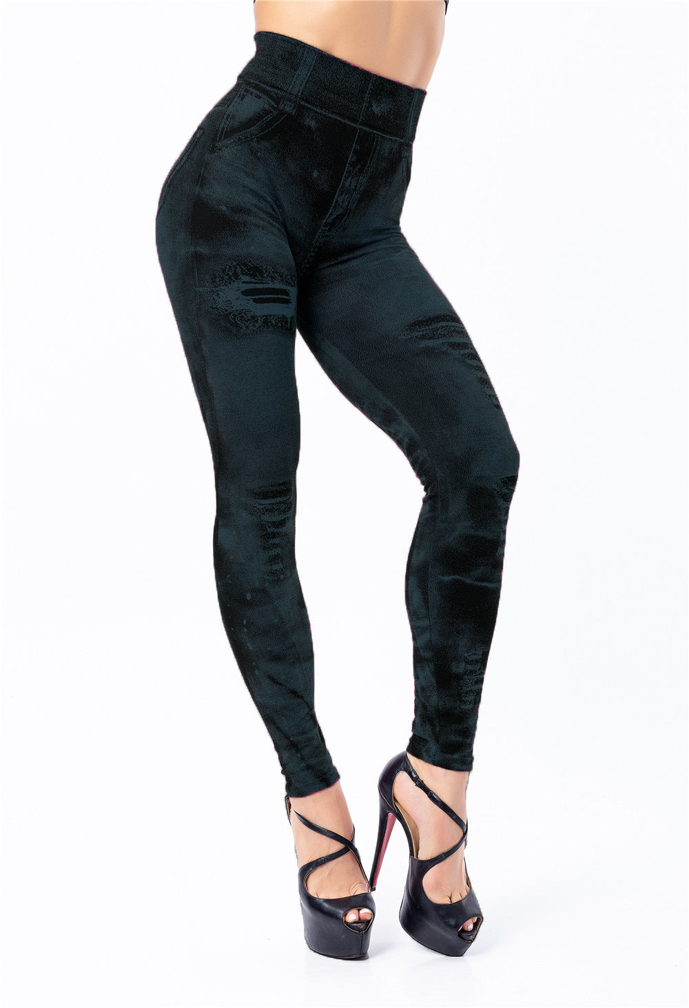 Women's Imitation Denim Super Stretch Cropped Legging