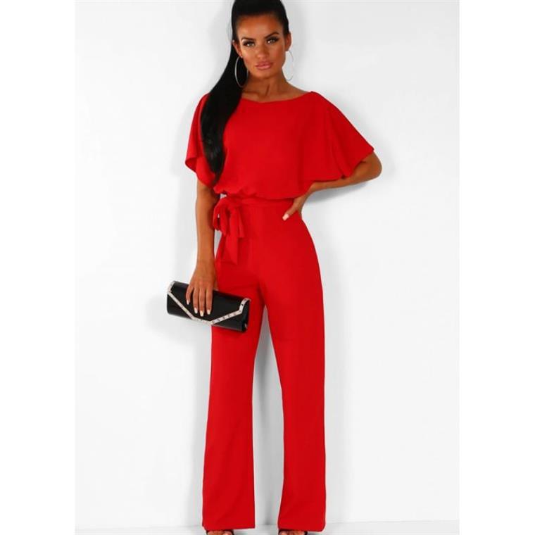 Charming Women's Summer Button Lace-up Short-sleeved Jumpsuits