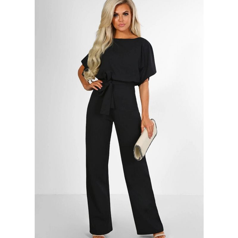 Charming Women's Summer Button Lace-up Short-sleeved Jumpsuits