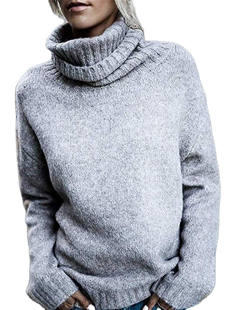 Women's Fashion Turtleneck Long-sleeved Pullover Knitted Sweaters