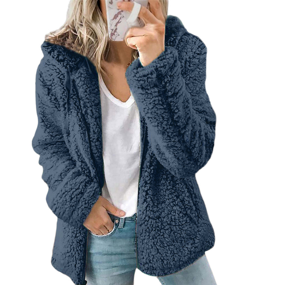 Casual Women's Glamorous Creative Hooded Woolen Jackets