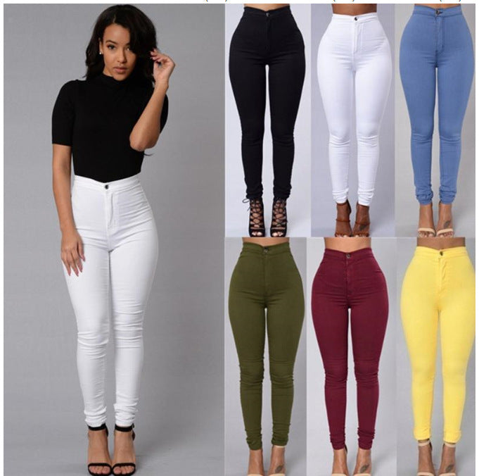 Thin Stretch Candy Color Slim Cow Pants