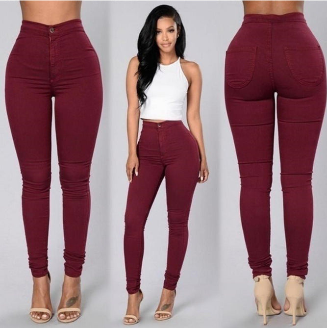 Thin Stretch Candy Color Slim Cow Pants