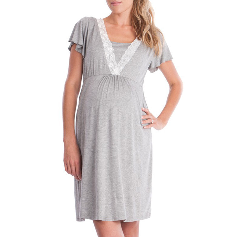 Women's Stitching Multifunctional Mother Nursing Pregnant Pajamas Dresses