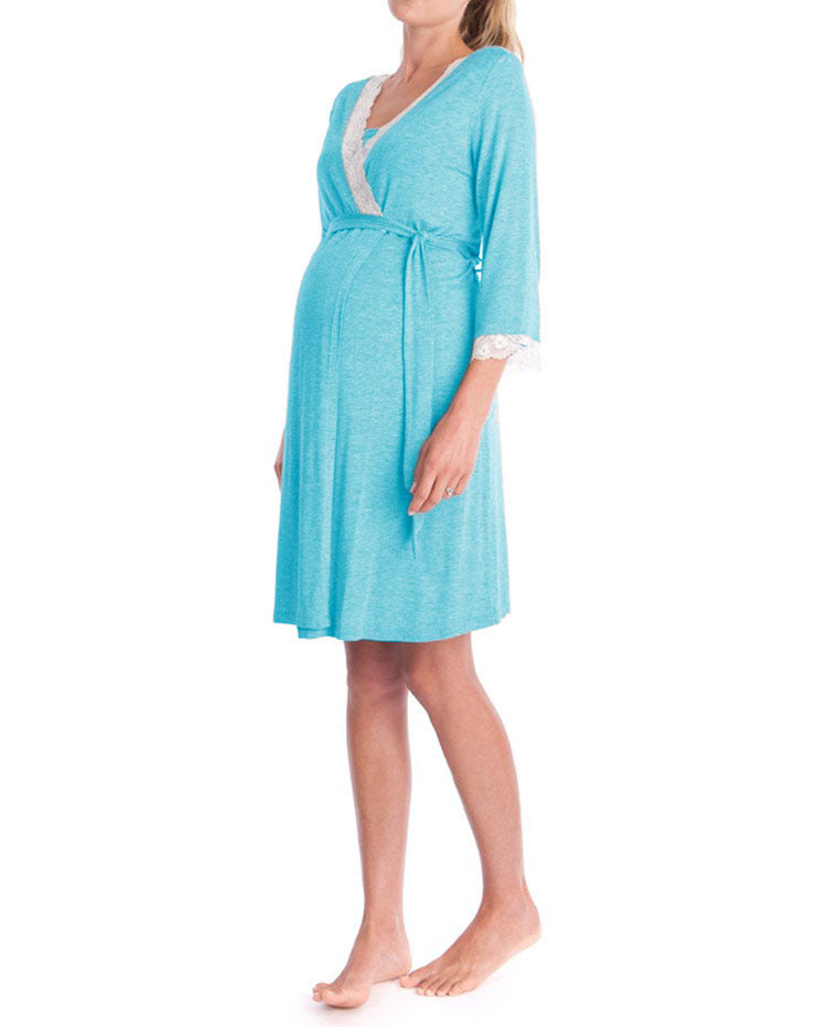 Versatile Stitching 3/4 Sleeve Robe Pajamas Dresses