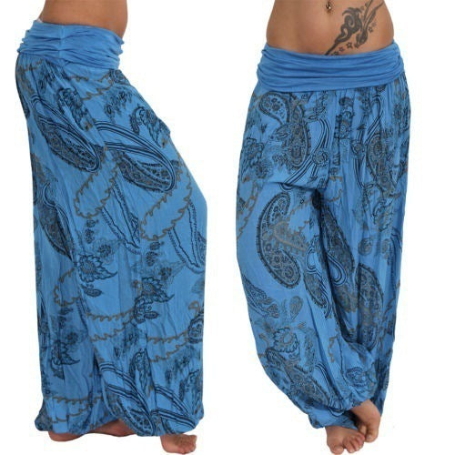 Versatile Digital Printing Long Wide-leg Casual Pants