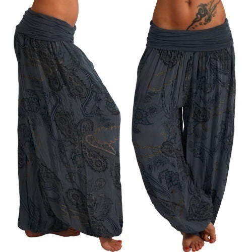 Versatile Digital Printing Long Wide-leg Casual Pants