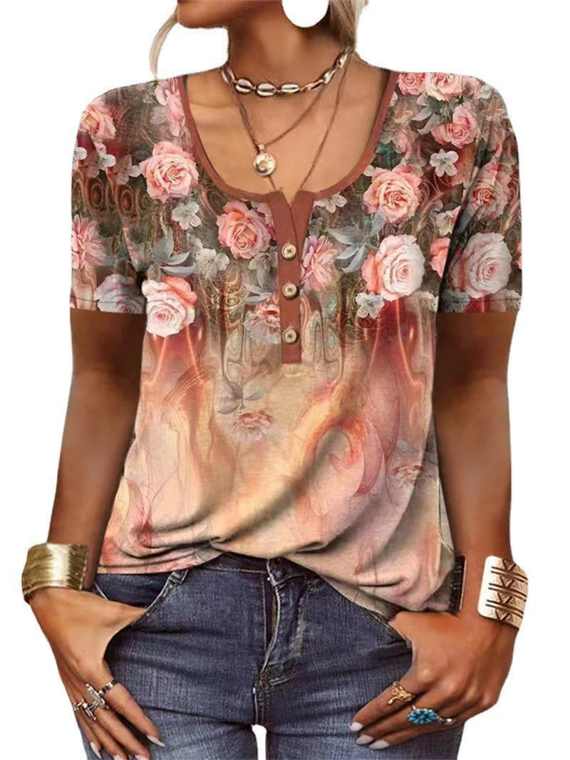 Women's Durable Charming Cool Short-sleeved Printed Blouses