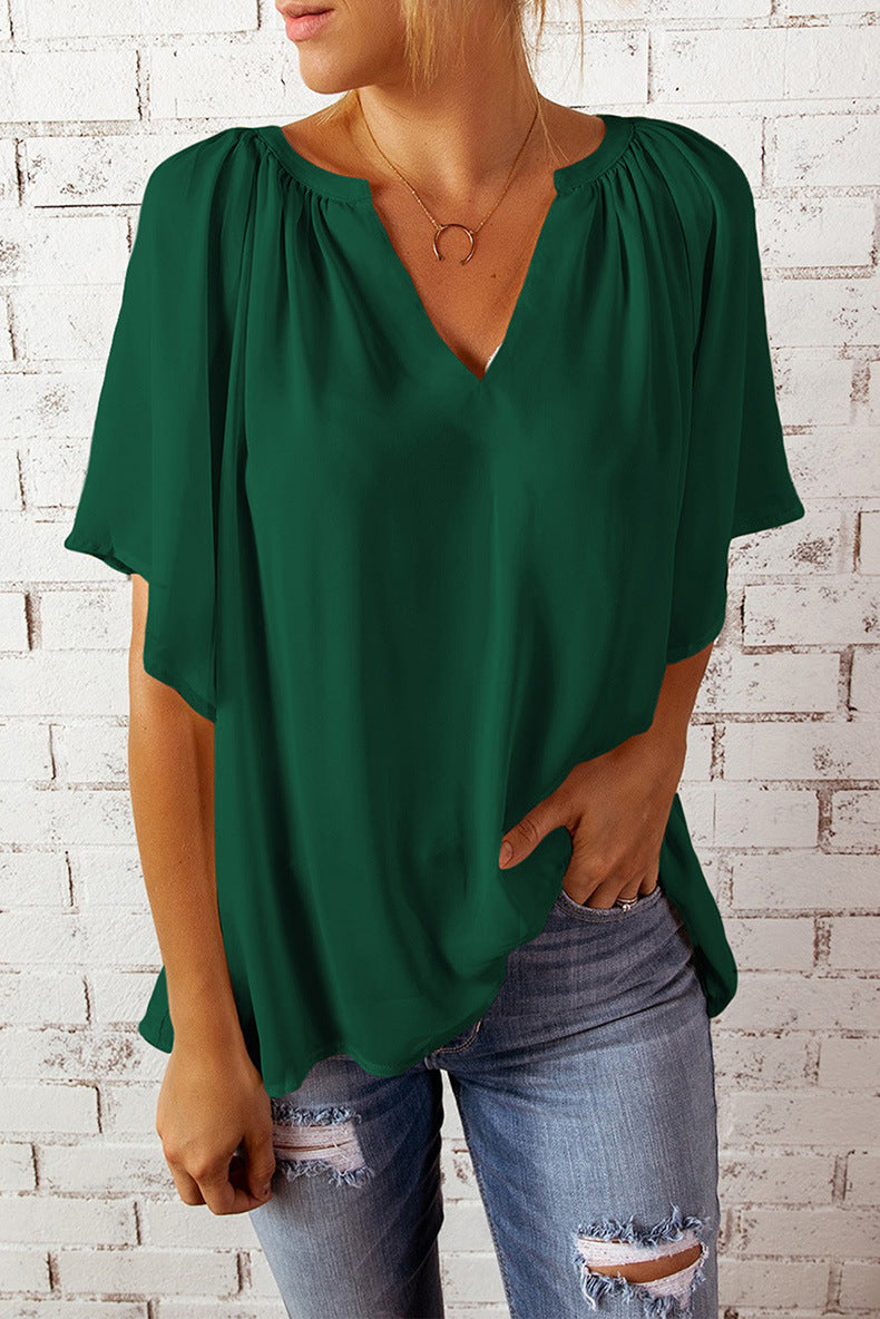 Women's Summer Loose-fitting Casual T-shirt Chiffon Shirt Blouses