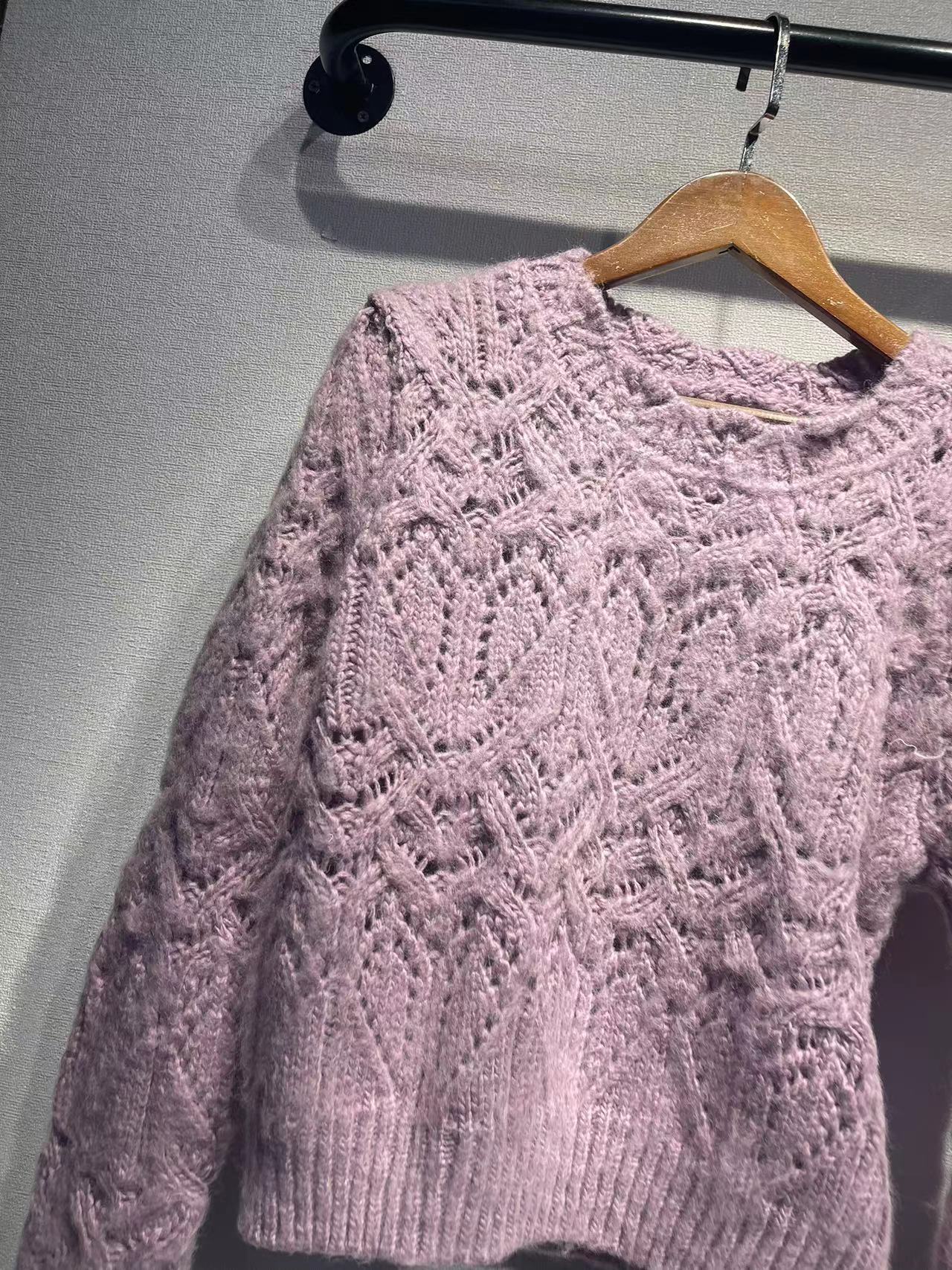 Women's Spring Hollow Pattern Slim Temperament Shoulder Sweaters
