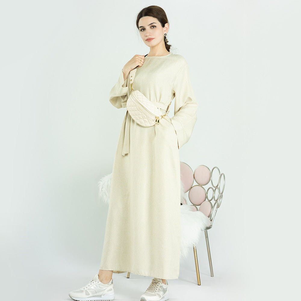 Women's Casual Turkish Solid Color Robe Dresses