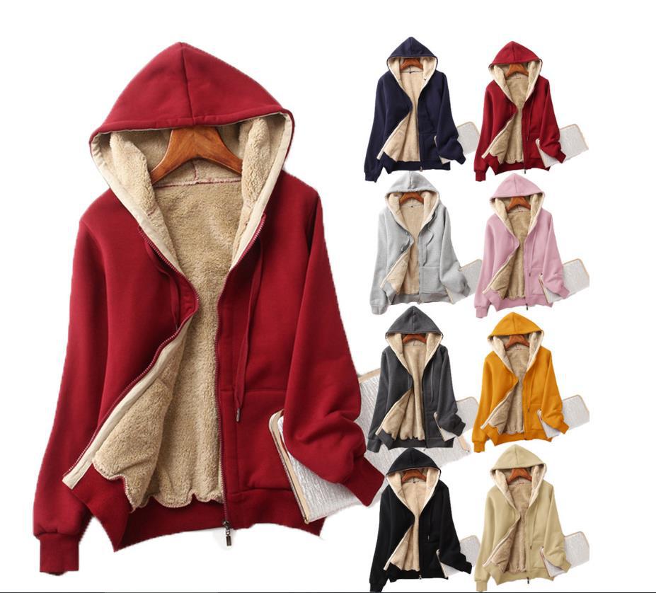 Women's Hooded Long Sleeve Solid Color Hoodie Coats