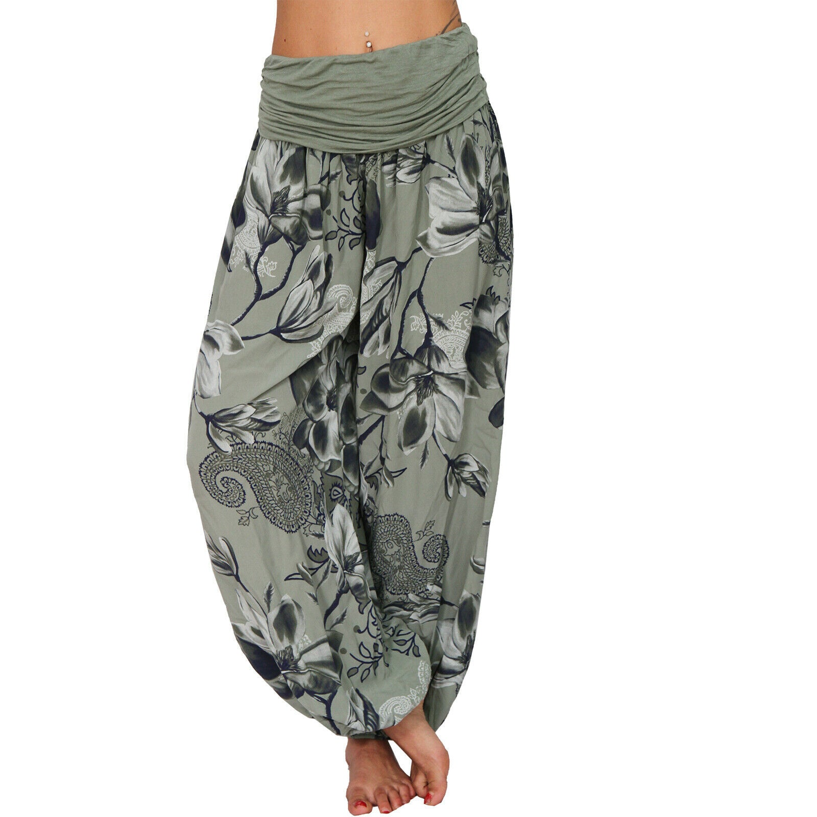 Women's Printed Loose Casual Wide-leg Trousers Pants