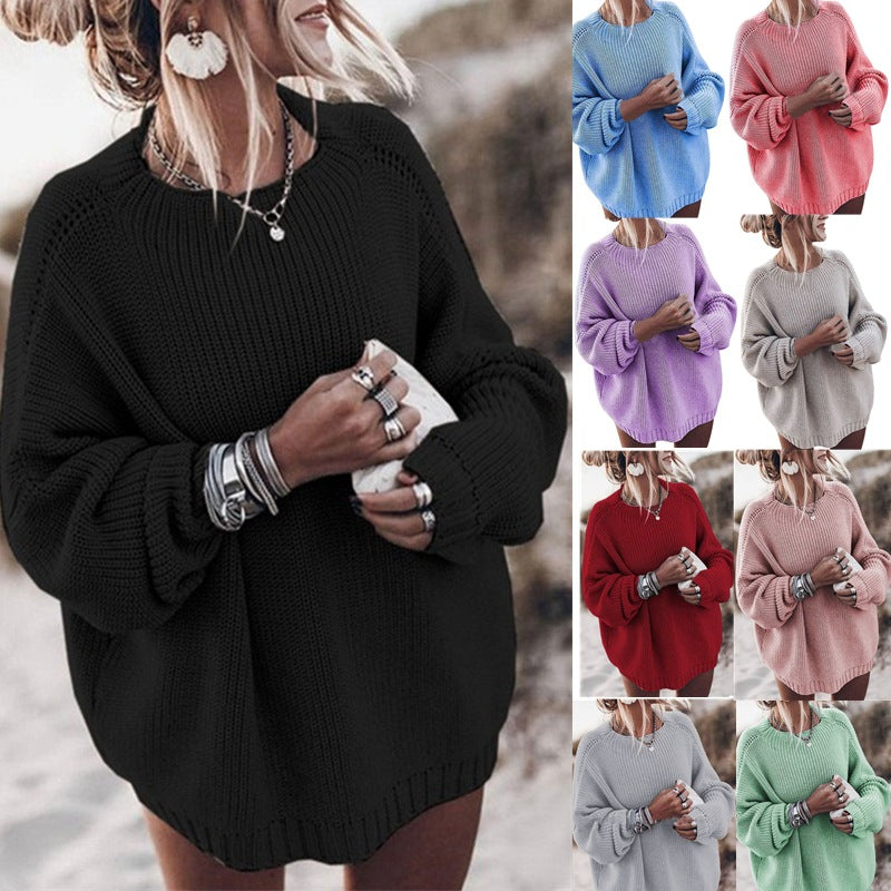 Women's Winter Solid Color Loose Batwing Sleeve Sweaters