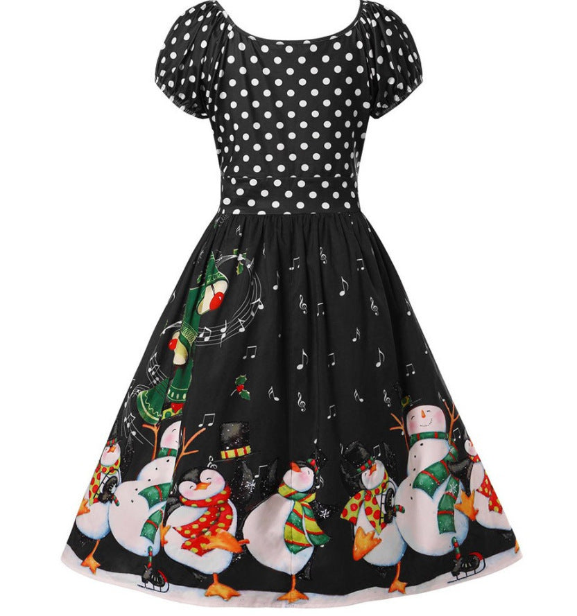 Trendy New Christmas Polka Dot Waist Dresses