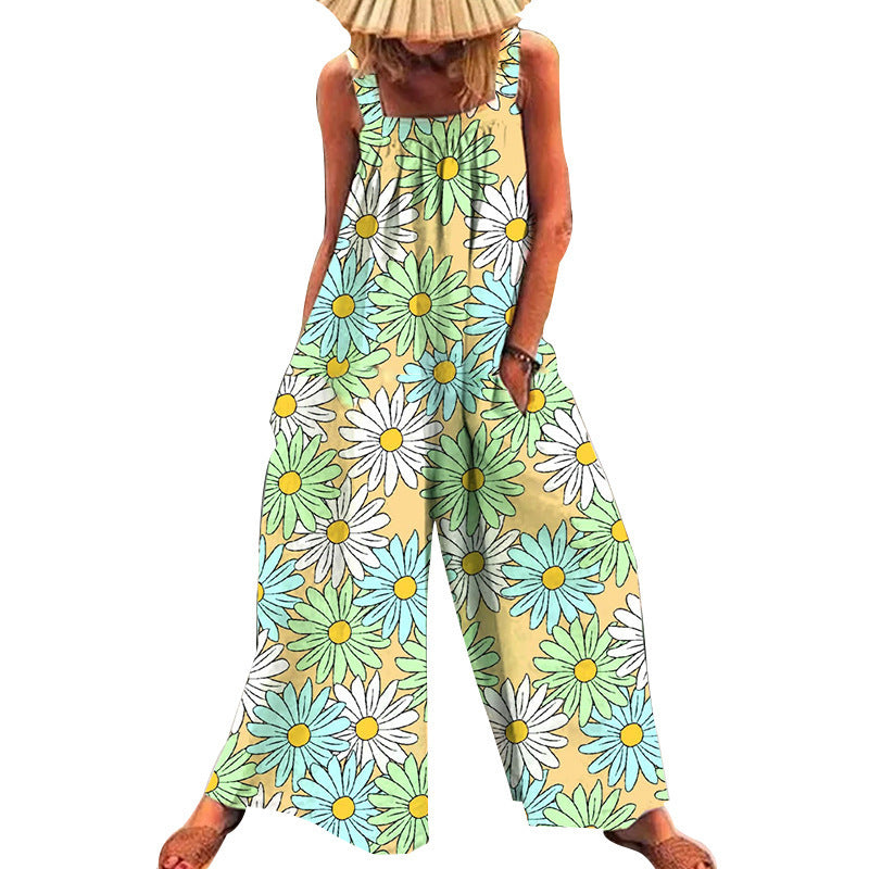 Women's Summer Large Printed Loose Wide Leg Pants