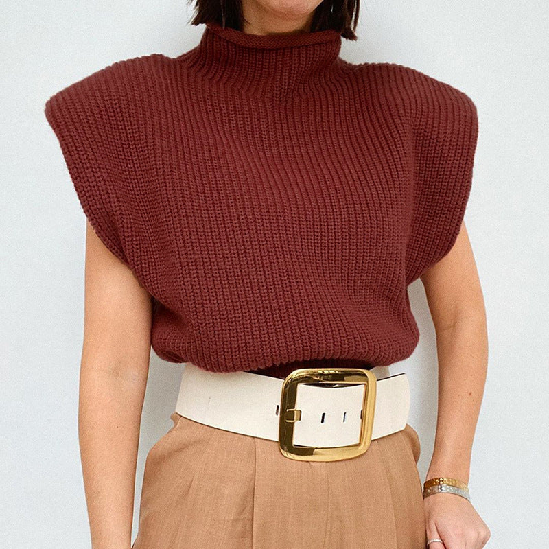 Women's Color Knitted Sexy Temperament Turtleneck With Shorts