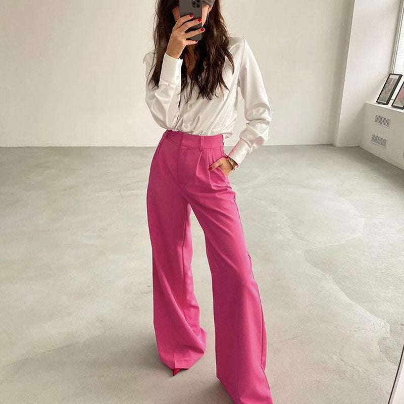 Women's Autumn Wide-leg Straight High Waist Casual Pants