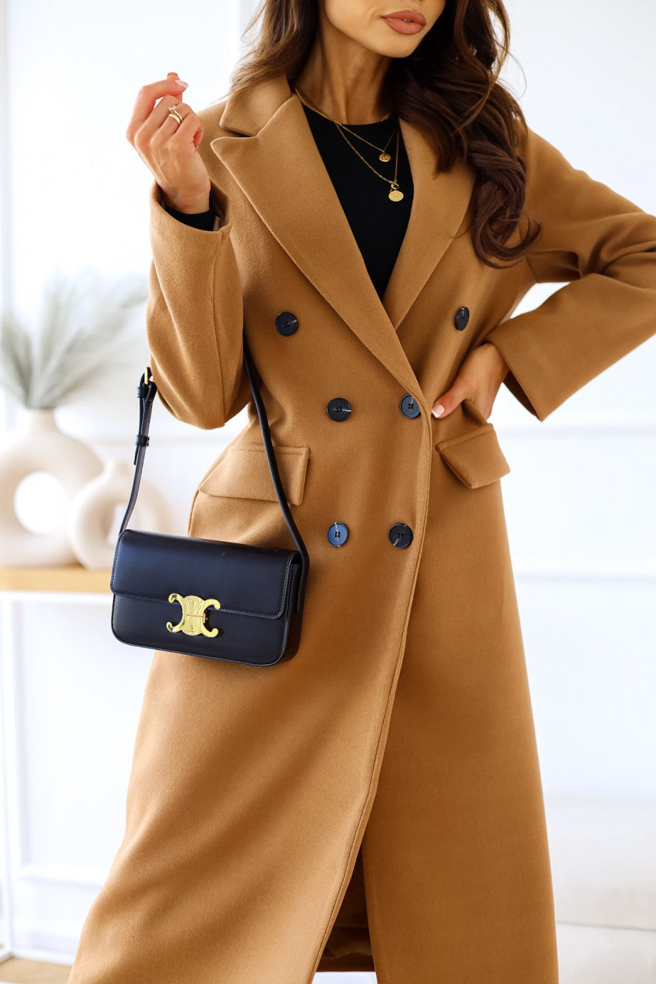 Women's Double Breasted Long Sleeve Lapel Button Coats