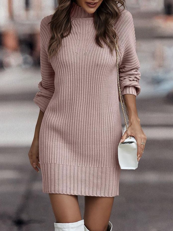 Women's Solid Color Long Sleeve Fashion High Sweaters