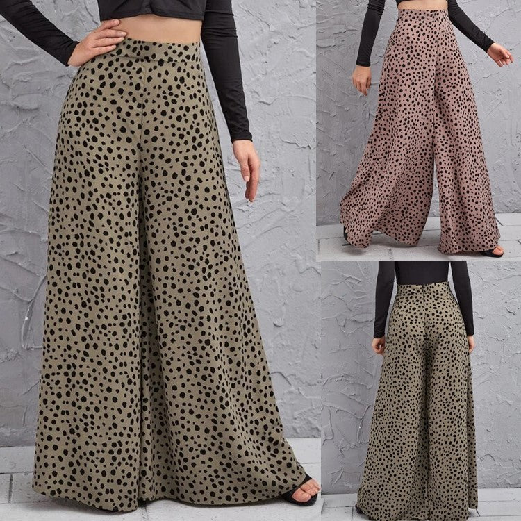 Style Loose High Waist Leopard-print Draping Pants