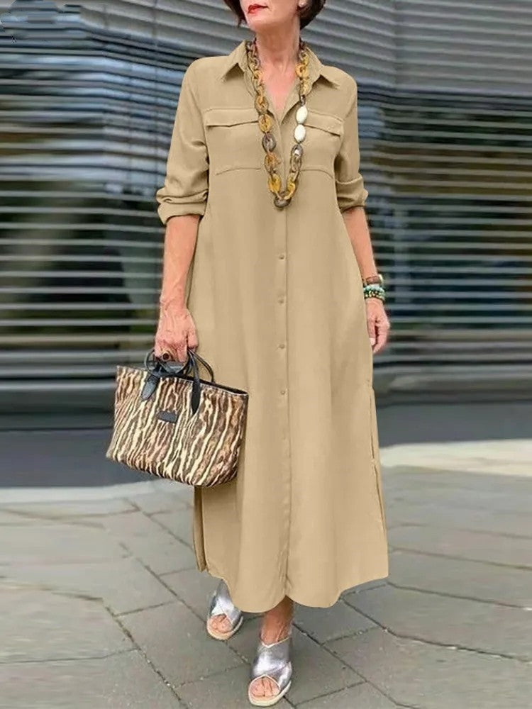 Women's Take-out Elegant Solid Color Long Sleeve Dresses