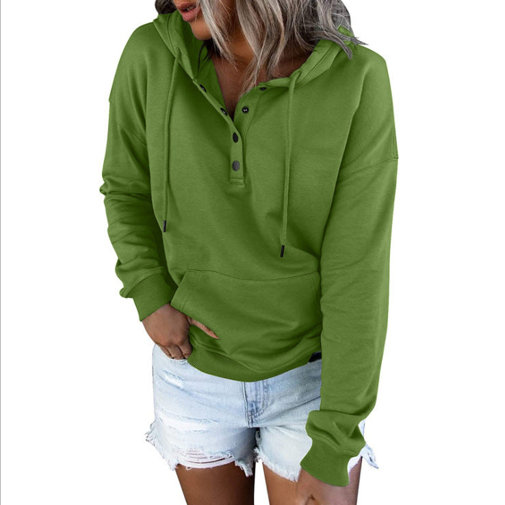 Women's Long Sleeve Loose Casual Hooded Drawstring Sweaters