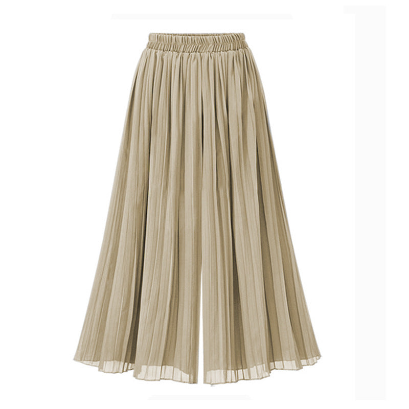 Women's Summer Extra Large Fat Chiffon Pleated Beach Culottes Pants