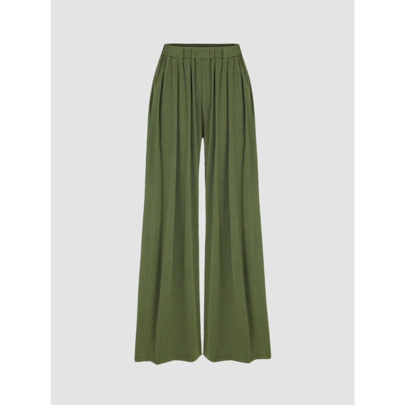 Women's Casual Stretch Elastic Waist Wide Leg Pants