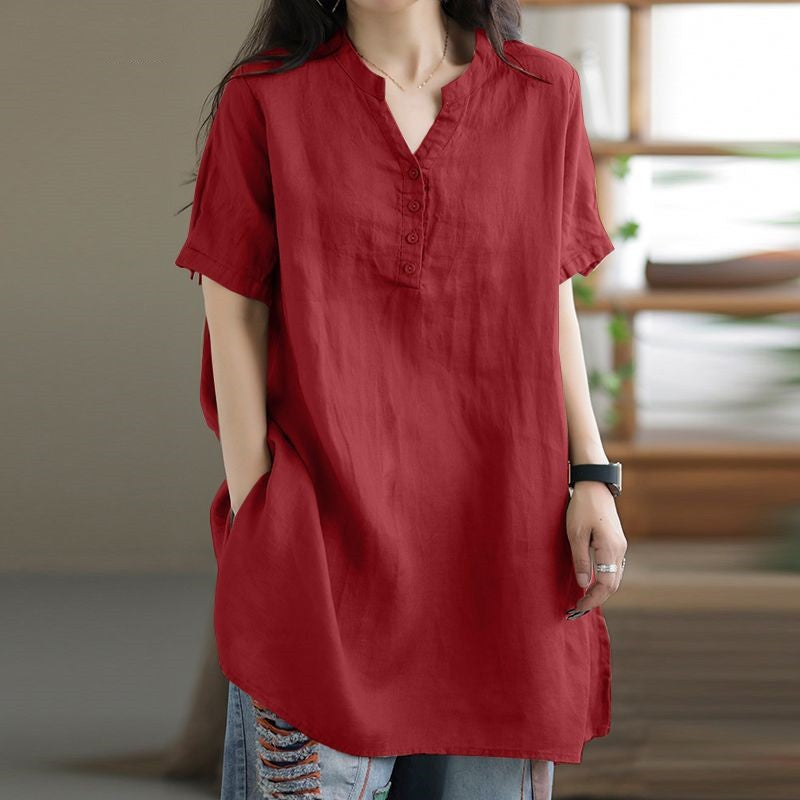 Women's Solid Color Button Fashion Sleeve Blouses