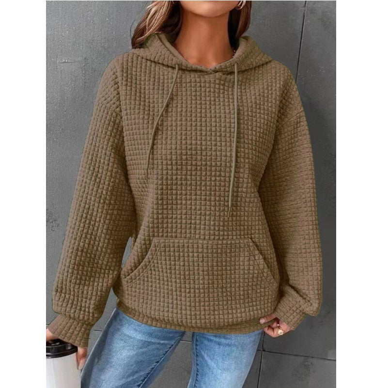 Women's Hooded Long Sleeves Sweatshirt Drawstring Drop Sweaters