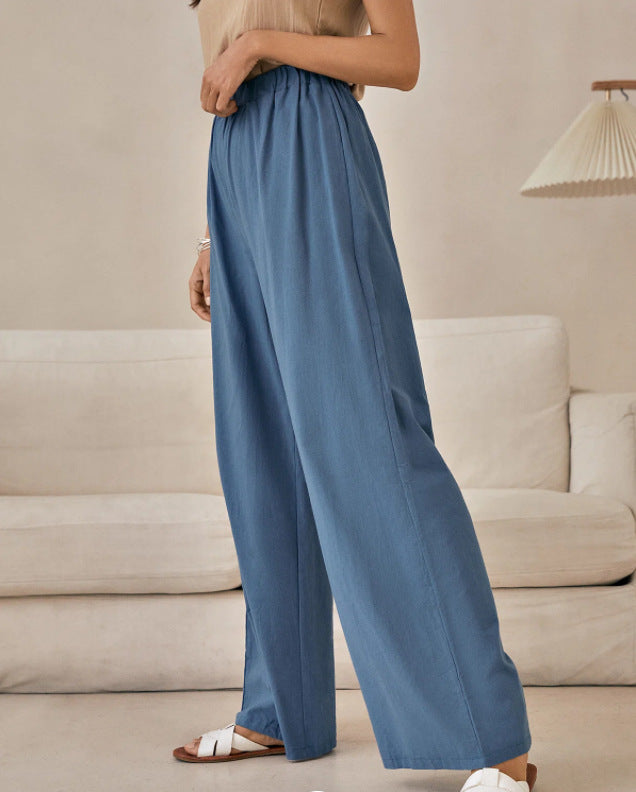 Women's Summer High Waist Wide Leg Straight Pants