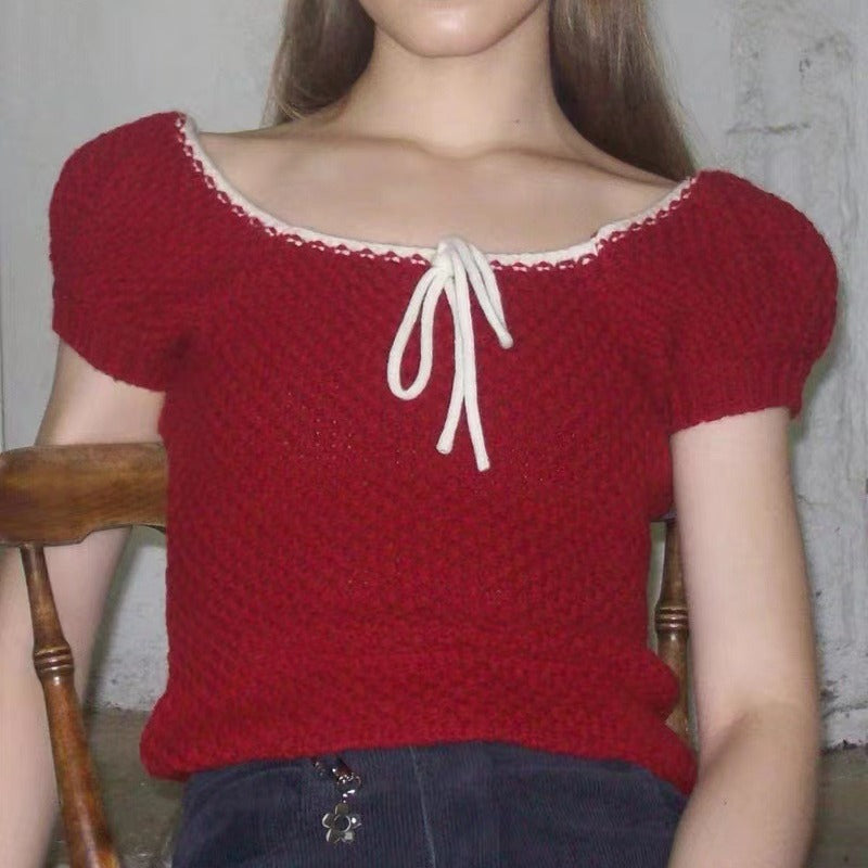 Women's Style Small Large Sleeve Knotted Wool Sweaters