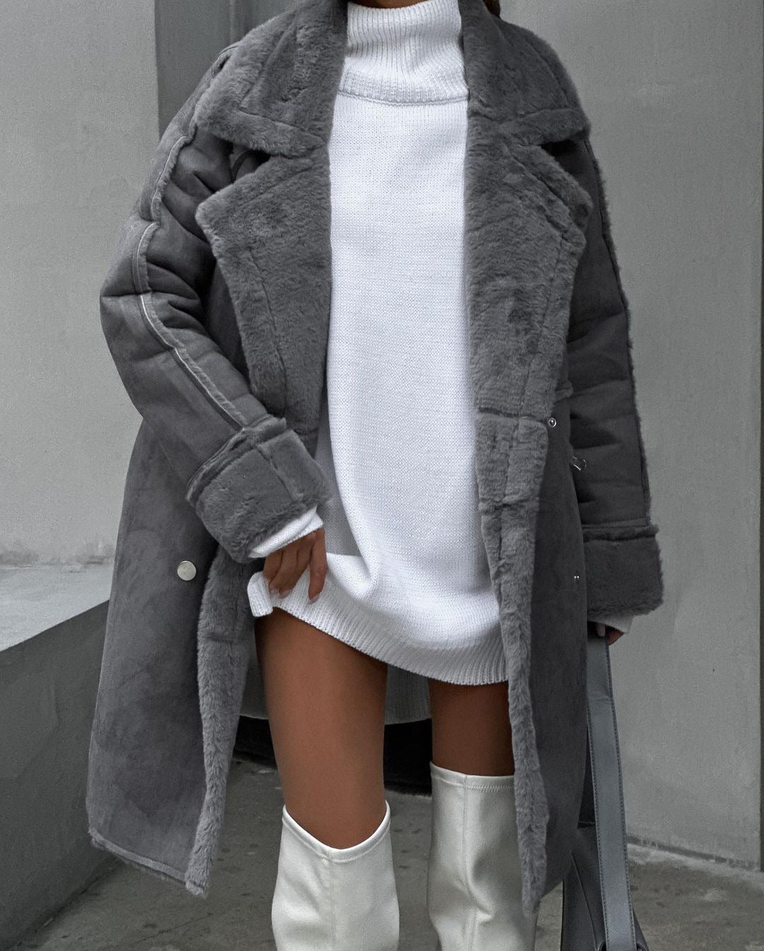 Winter Fur Suede Collar Long Sleeve Coats