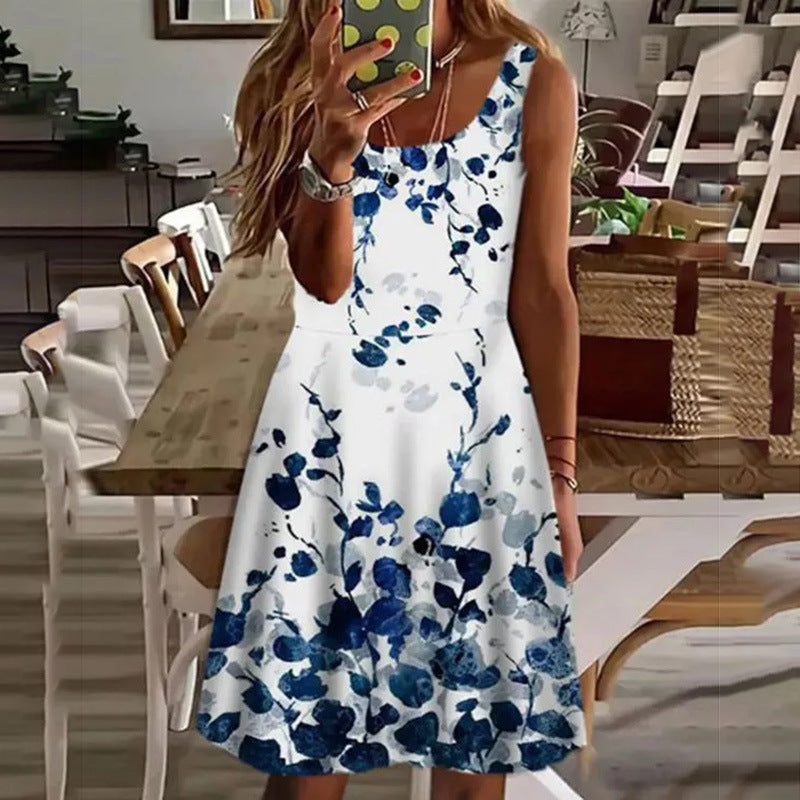 Women's Summer Dress Sleeveless Printed Fashion Wear Dresses