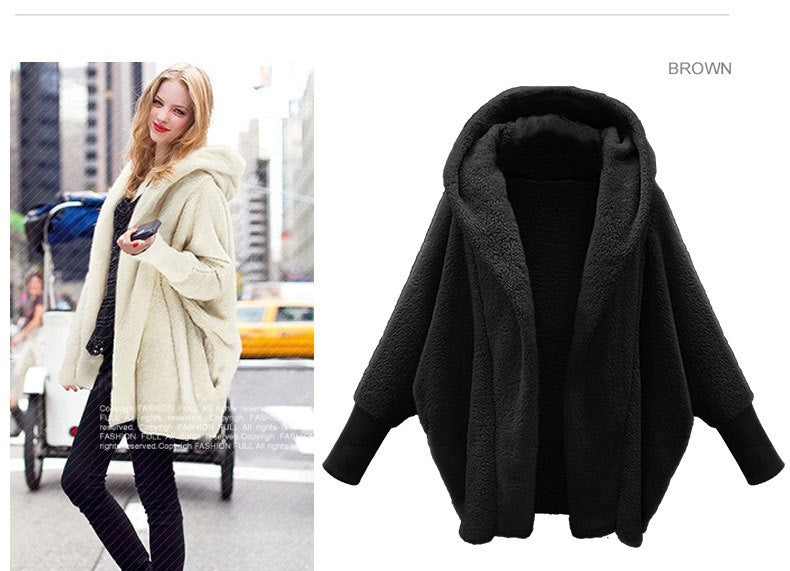 Women's Solid Color Long Sleeve Hooded Loose Coats