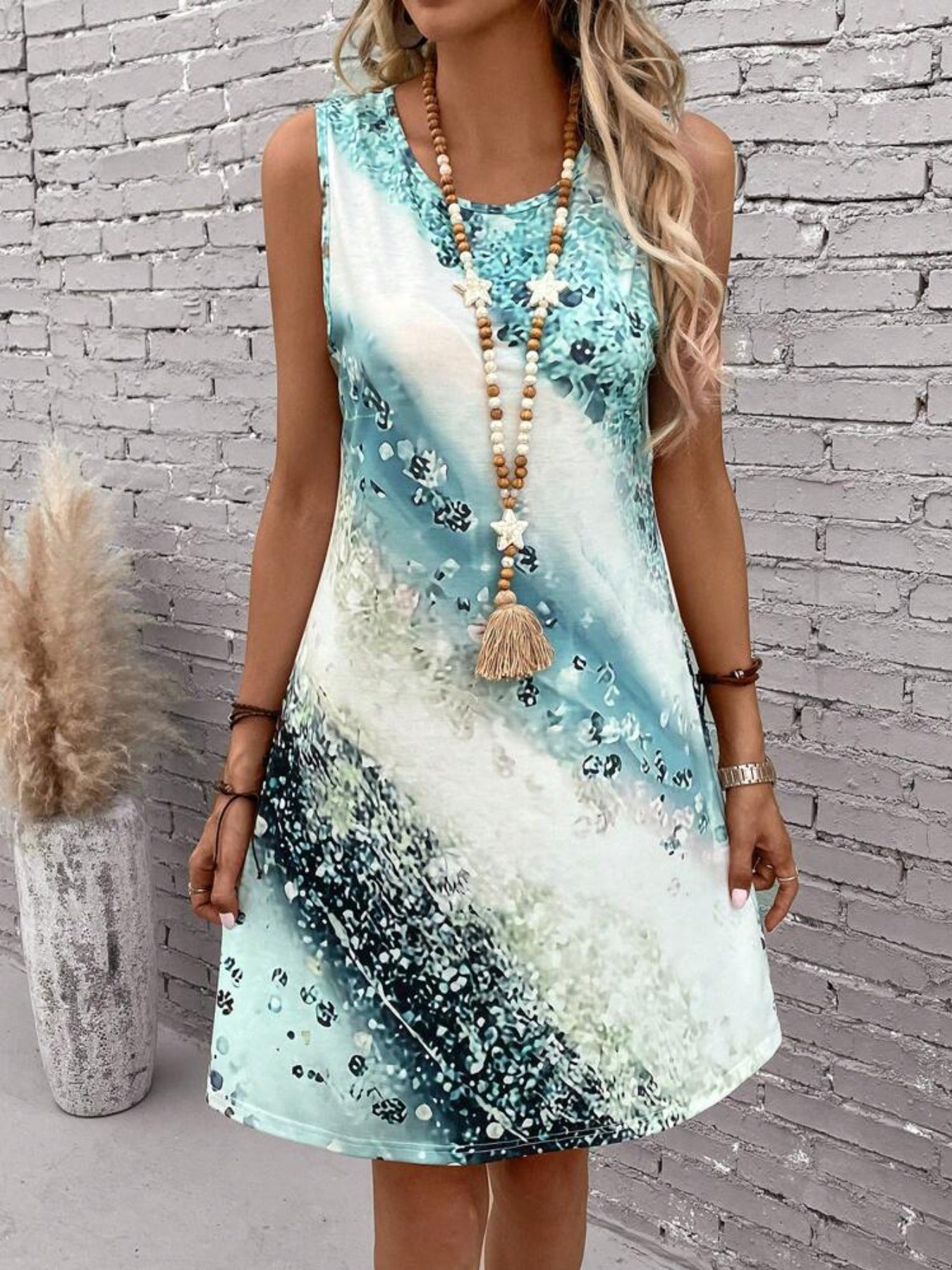 Women's Unique Printed Fashion Sleeveless Dress Dresses