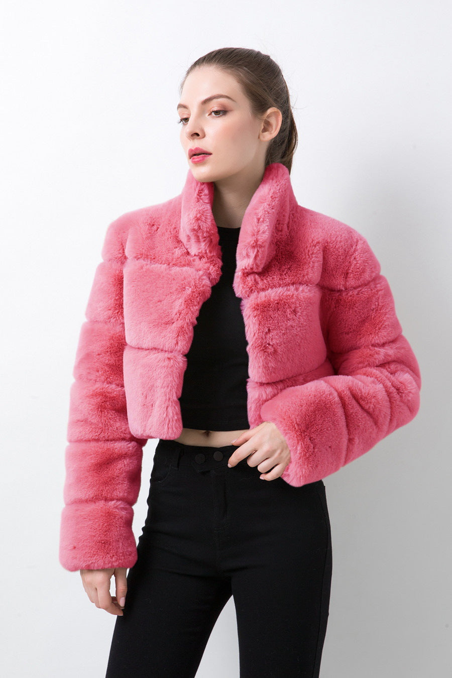 Women's Fur Imitation Fox Horizontal Stitching Artificial Coats