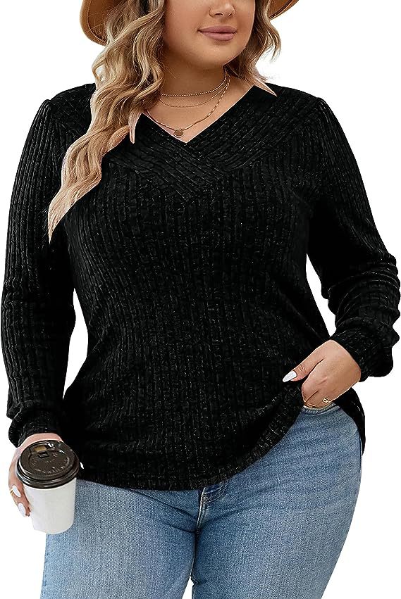 Women's Loose Casual Long Sleeves Fleece Shirt Sweaters