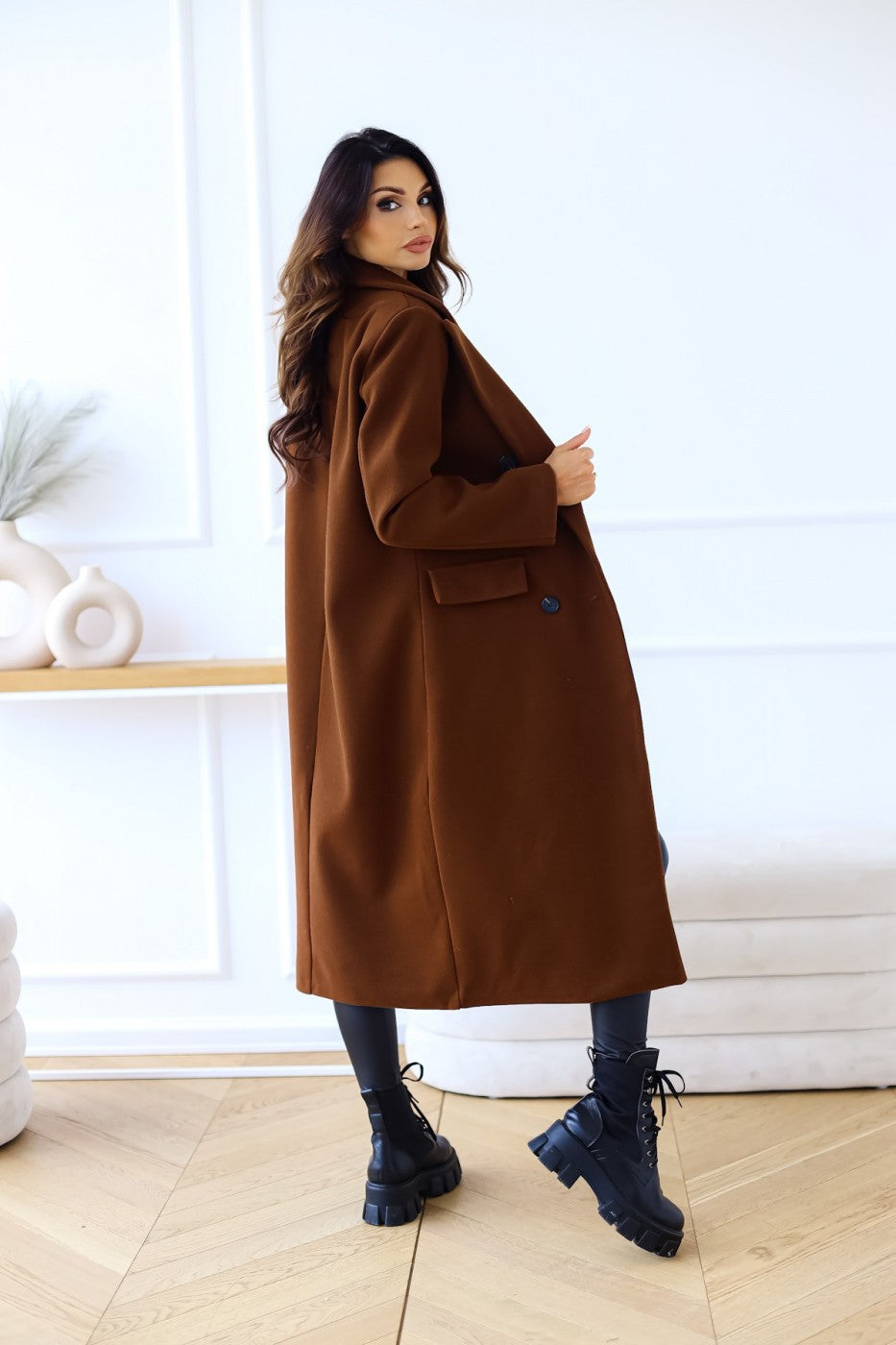 Women's Double Breasted Long Sleeve Lapel Button Coats