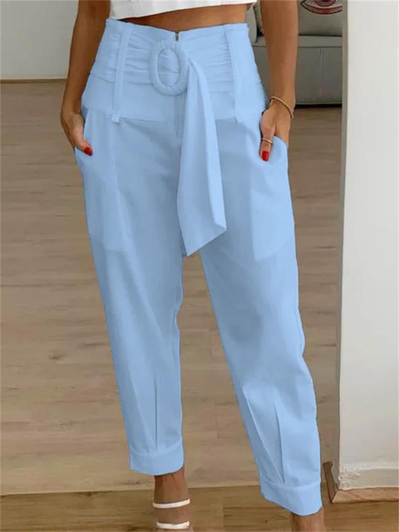 Women's Summer Casual Zipper High Waist Pocket Pants