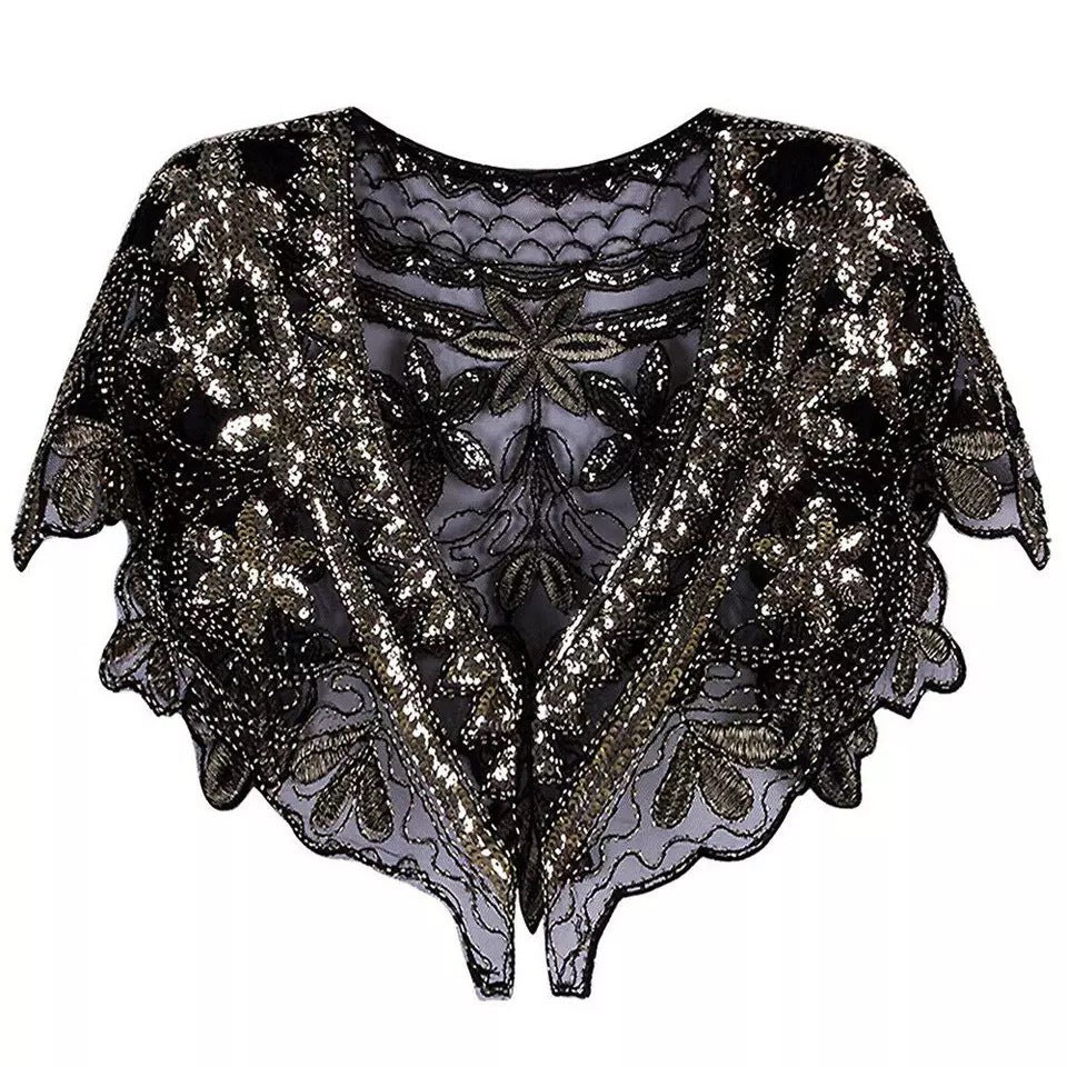 Trendy Vintage Sequin Bead Shawl Party Coats