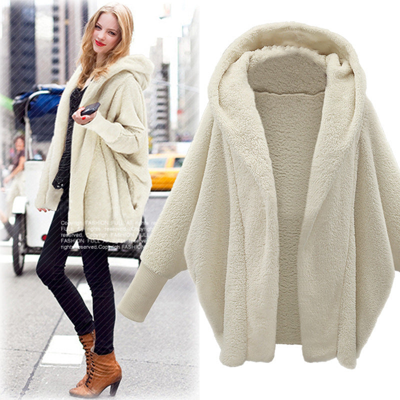 Women's Solid Color Long Sleeve Hooded Loose Coats