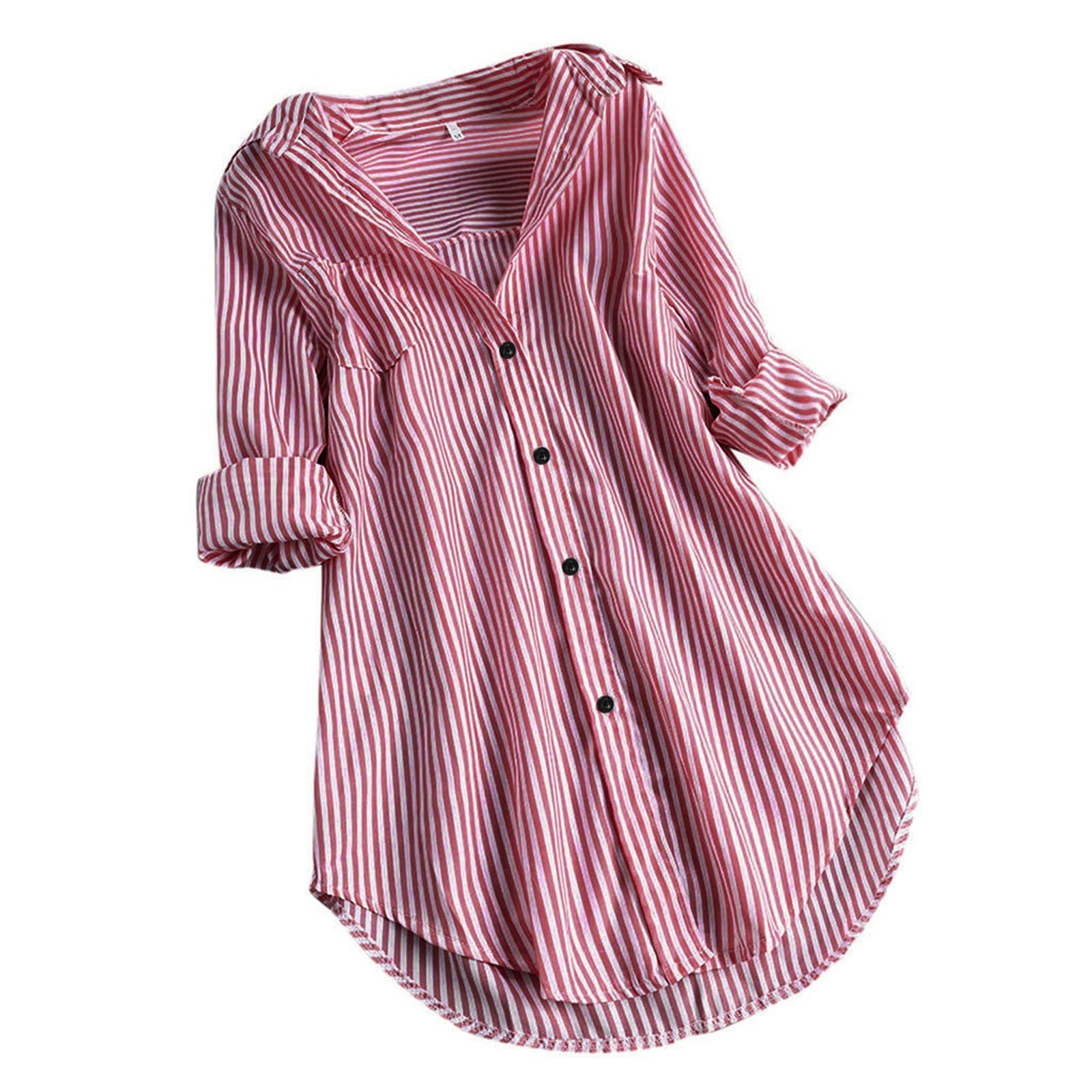 Women's Loose Vertical Striped Mid-length Casual Fashion Blouses