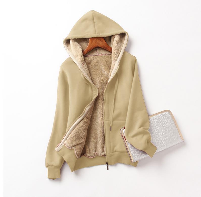 Women's Hooded Long Sleeve Solid Color Hoodie Coats