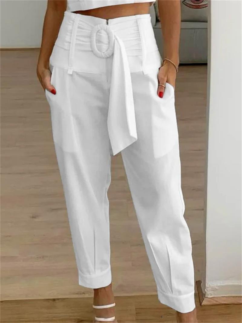 Women's Summer Casual Zipper High Waist Pocket Pants